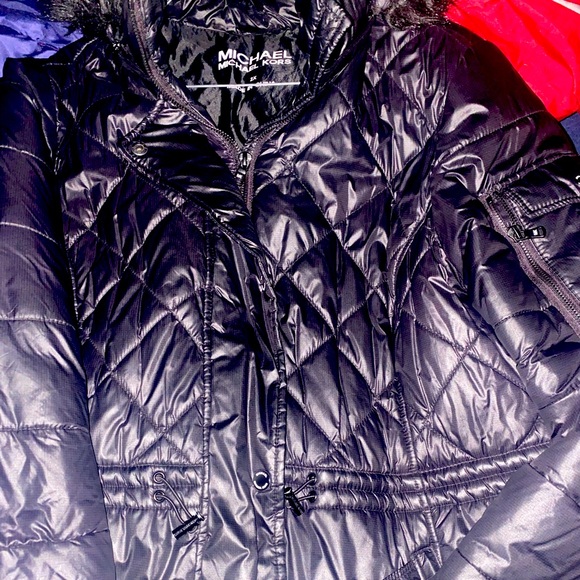 Michael Kors Black Coat with Fur Hood - Picture 3 of 10